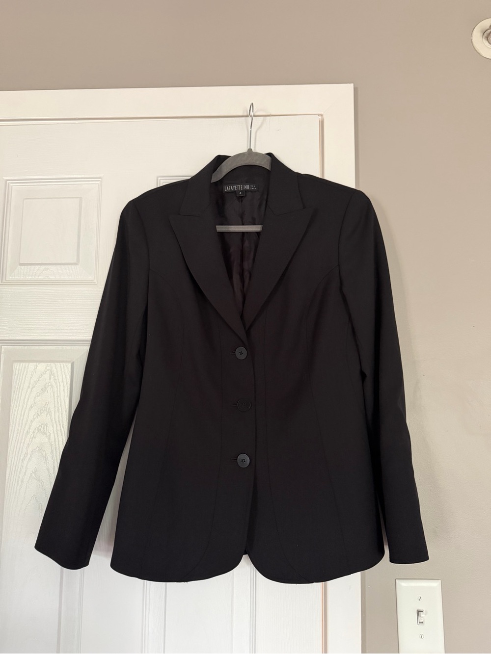 Lafayette 148 Wool Blend 96% Wool Blazer Jacket Classic Black